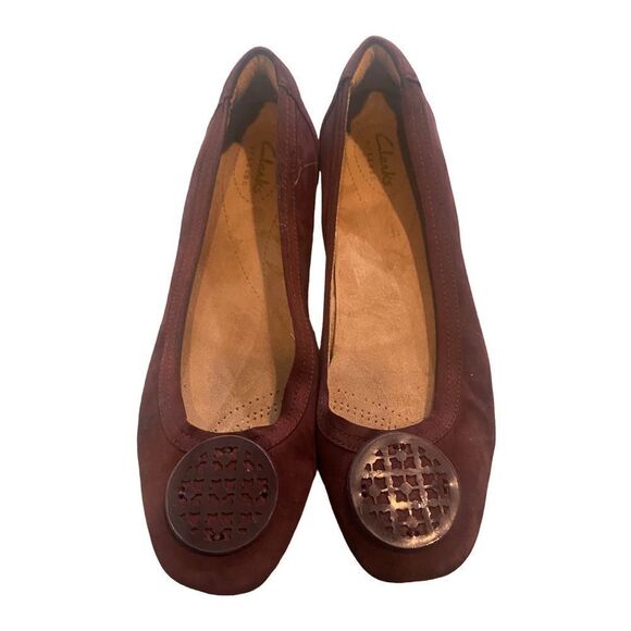 CLARKS Artisan Women’s Burgundy Flats Candra Ballet  Shoes Size 7.5 Wide 13288 - Picture 1 of 11